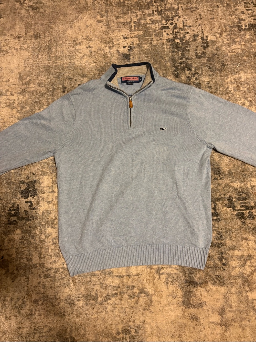 Vineyard Vines Men's Sky Blue Half-Zip Sweater with Contrast Trim